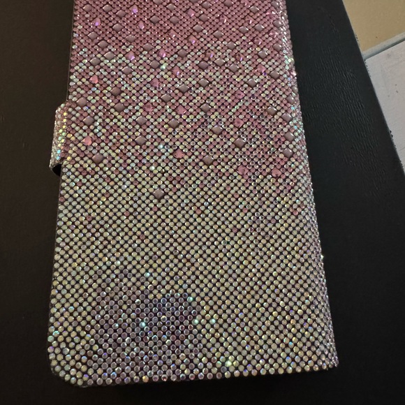 Sparkling Pink Rhinestone Phone Wallet Case - - Picture 3 of 5